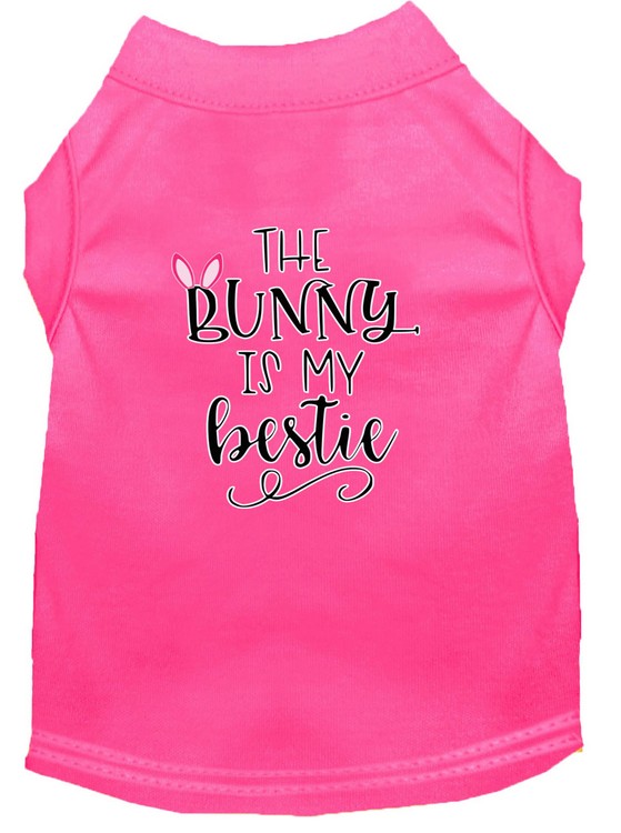 Bunny is my Bestie Screen Print Dog Shirt Bright Pink XS